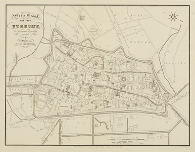 214029 Plattegrond van de stad Utrecht met directe omgeving; met weergave van het stratenplan met nummers (ged.), ...